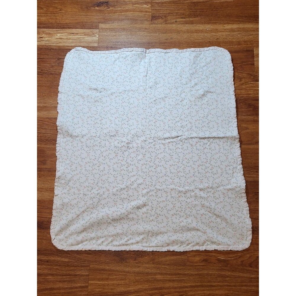 Vintage Carters Classic Baby Blanket Floral Satin Trim
